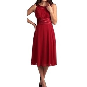 Vintage connected apparel Garnet Red Chiffon Satin Trim Evening Party Dress 16